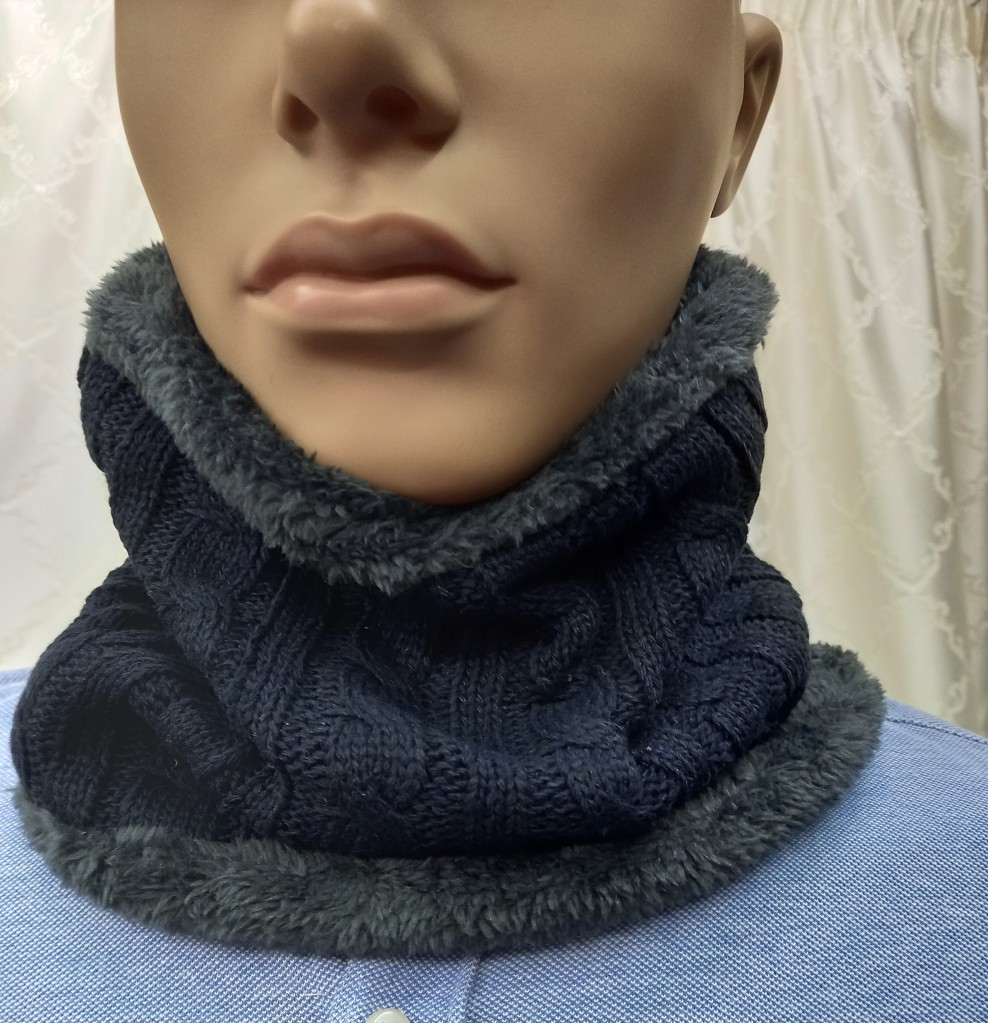 Sciarpa uomo invernale fascia scaldacollo tubolare in pile lana da sci a  maglia