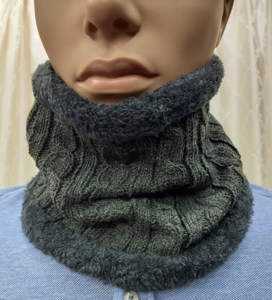 Sciarpa uomo invernale scaldacollo da fascia tubolare pile lana grigio a  maglia